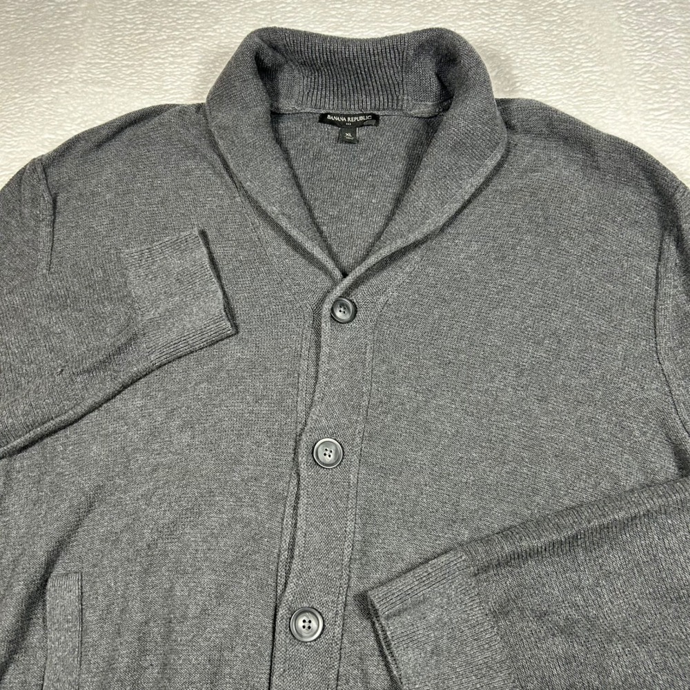 Banana Republic Shawl Collar Cardigan Button Cotton Mens XL Gray S/593262-00